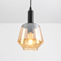 Pendellampa Mala - amberfärgat glas i diamantform