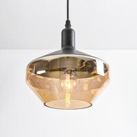Pendellampa Mala - amberfärgat glas, bred kula