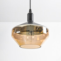 Pendellampa Mala - amberfärgat glas, bred kula