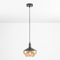 Pendellampa Mala - amberfärgat glas, bred kula