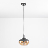 Pendellampa Mala - amberfärgat glas, bred kula
