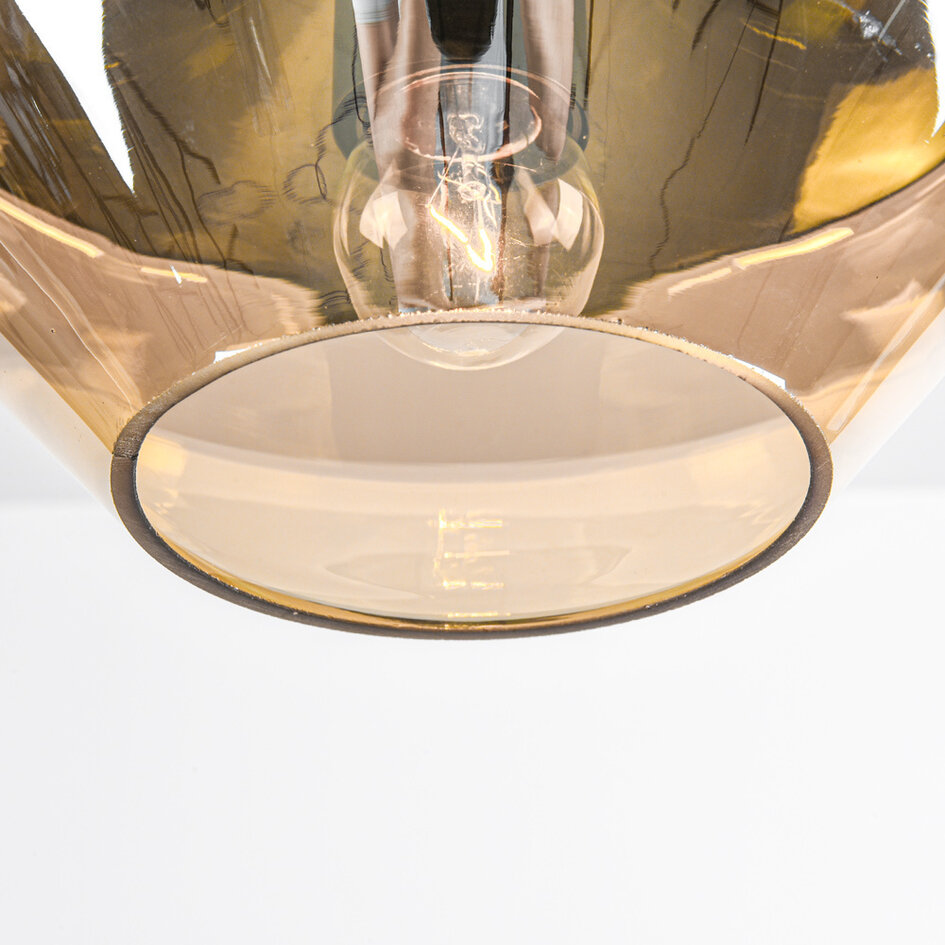 Pendellampa Mala - amberfärgat glas, bred kula