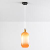 Pendellampa Anne - mjölkvitt glas med orange färgövergång