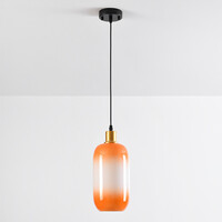 Pendellampa Anne - mjölkvitt glas med orange färgövergång