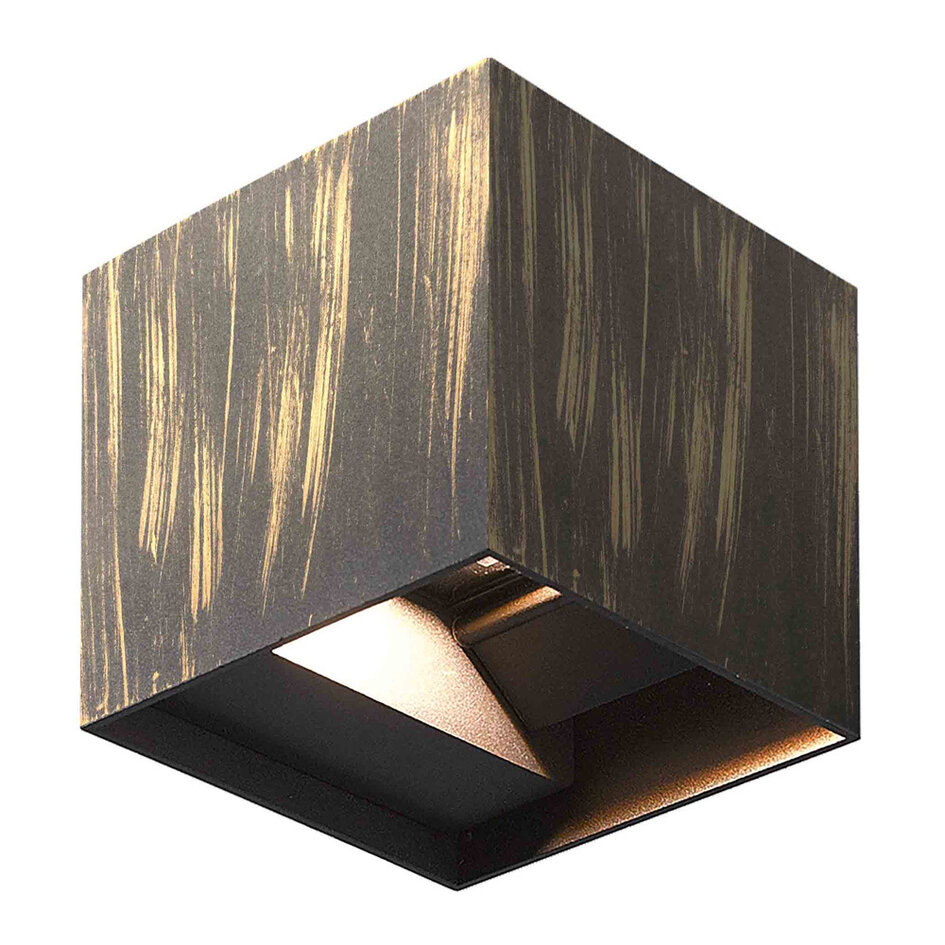 Utomhusvägglampa Oliver - svart med borstat guld och integrerad LED