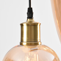 Pendellampa Valerie med fem lampor - amberfärgat glas