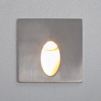 Kvadratisk infälld utomhusvägglampa med oval öppning 3W - silver