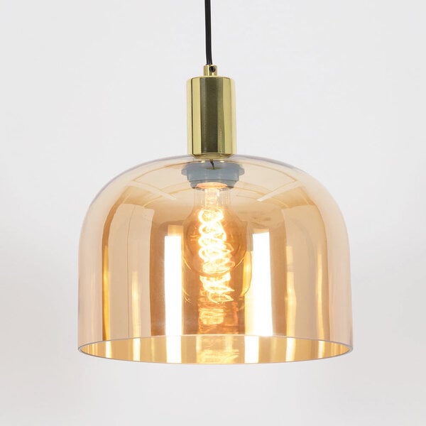 Pendellampa Apvali - amberfärgat glas och kopparfärgad mässing
