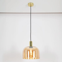 Pendellampa Apvali - amberfärgat glas och kopparfärgad mässing
