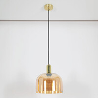 Pendellampa Apvali - amberfärgat glas och kopparfärgad mässing