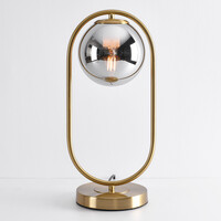 Bordslampa George - guld med rökfärgat glas