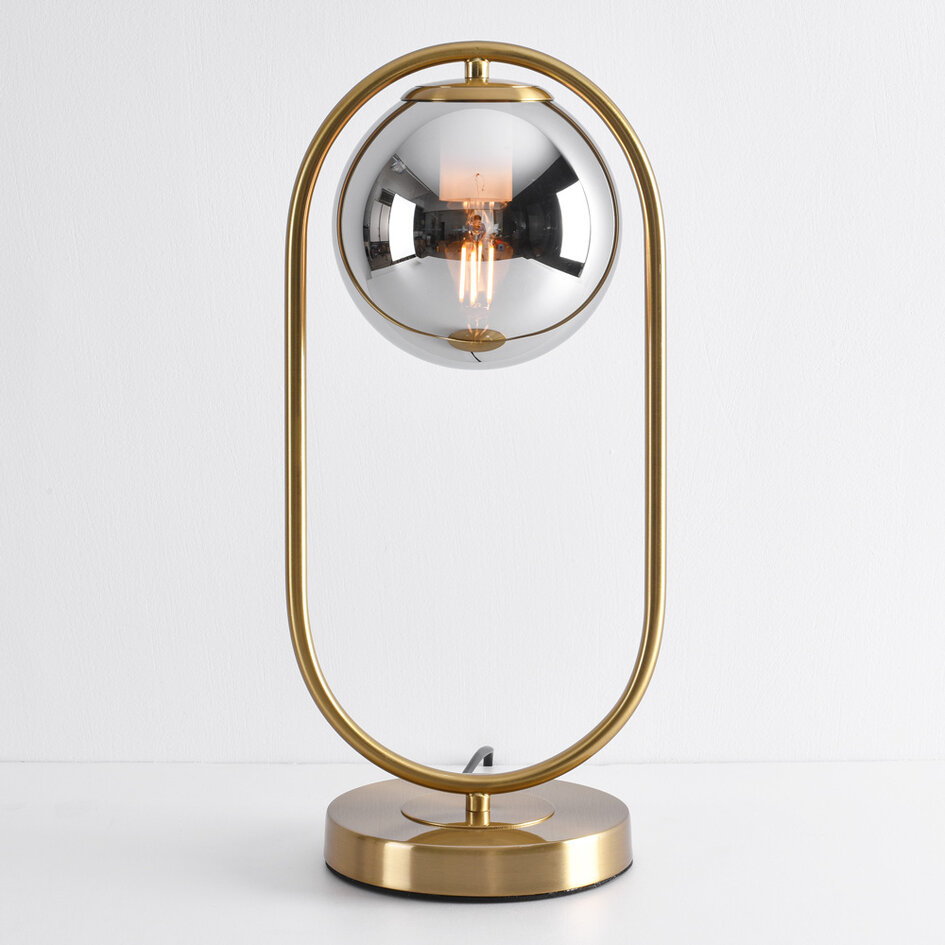 Bordslampa George - guld med rökfärgat glas