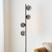 Golvlampa 4-ljus svart med rökfärgat glas - Pippa