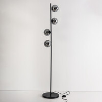 Golvlampa Pippa med fyra lampor i svart med rökgrått glas