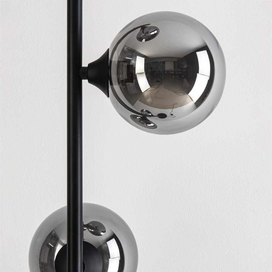 Golvlampa 4-ljus svart med rökfärgat glas - Pippa