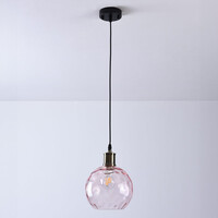Pendellampa Verona - rosa glas, droppformad kula