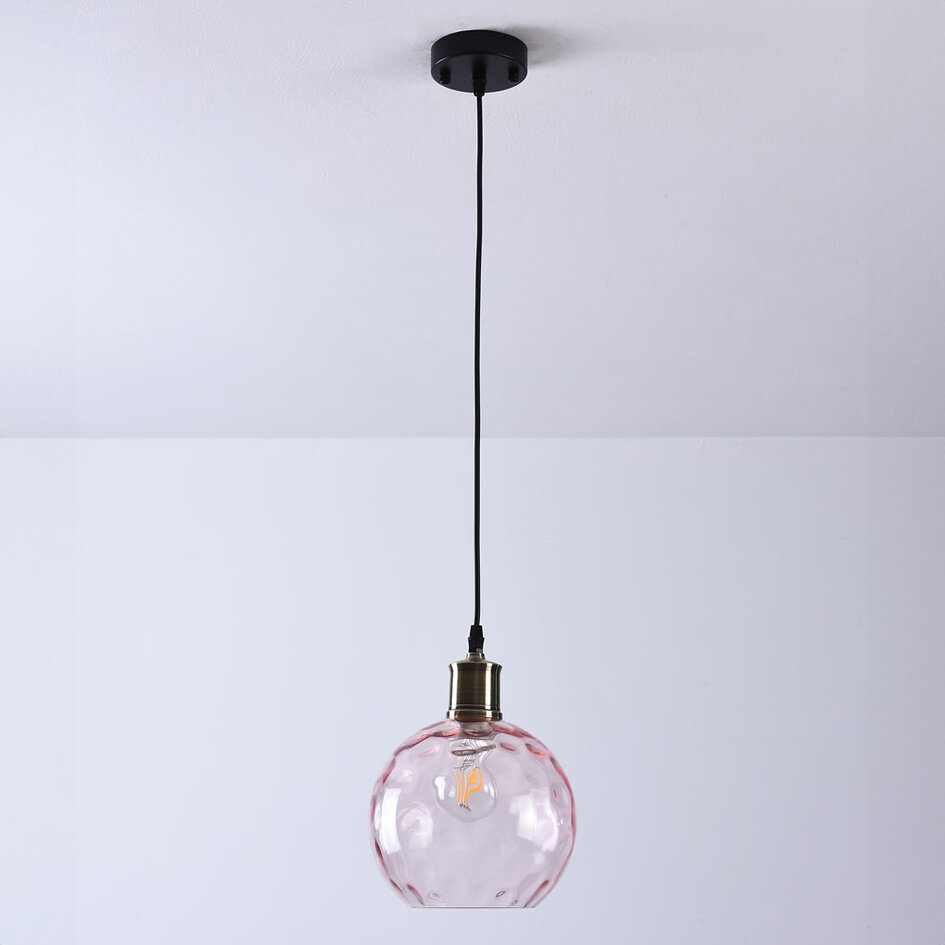 Pendellampa Verona - rosa glas, droppformad kula