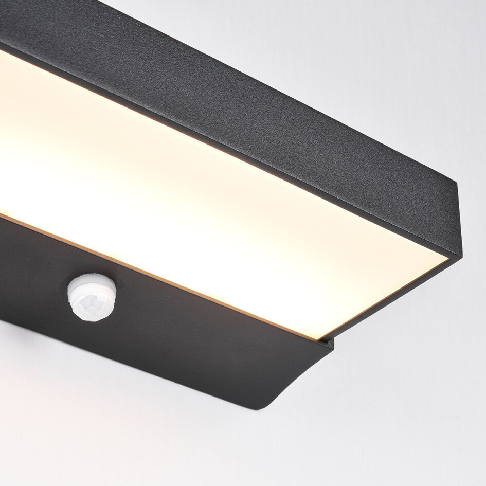 Utomhusvägglampa Onyx med sensor - svart med integrerad LED