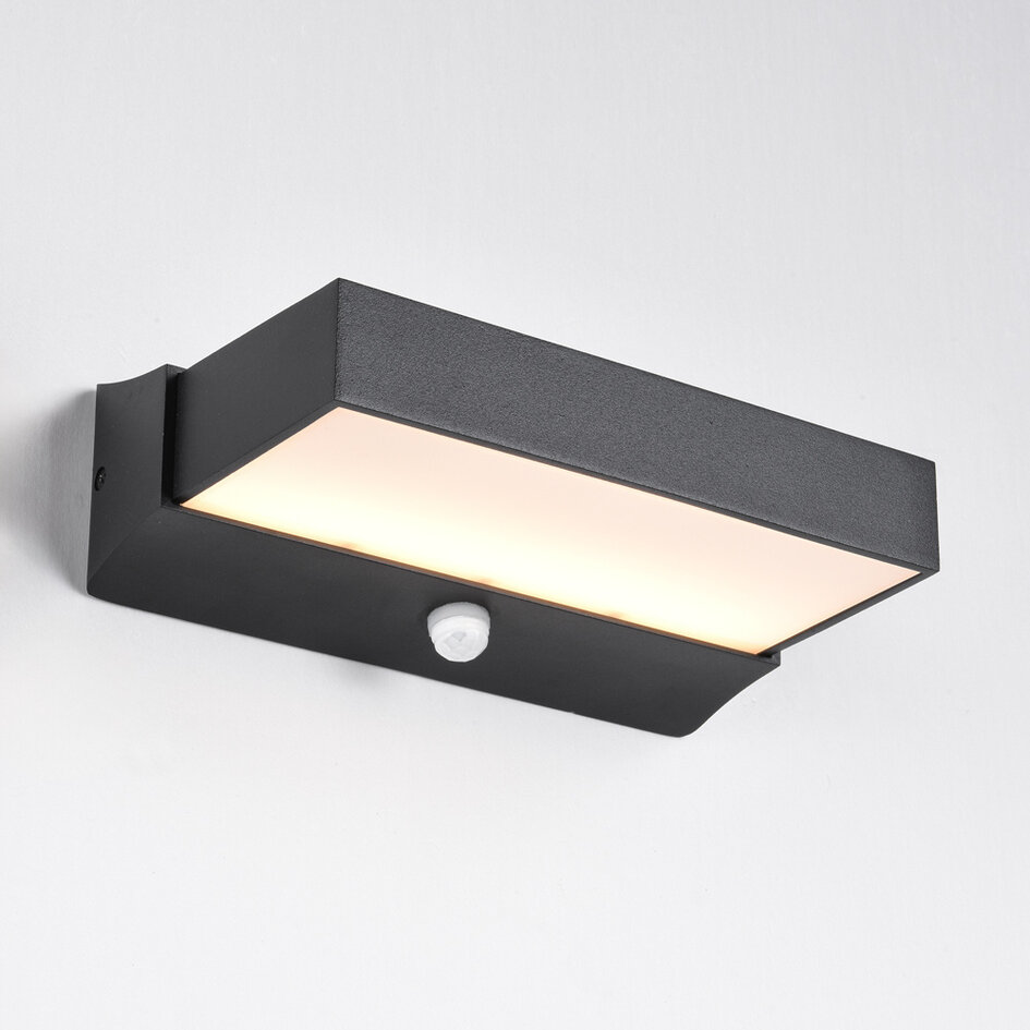 Utomhusvägglampa Onyx med sensor - svart med integrerad LED