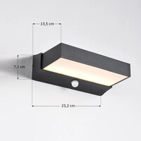 Utomhusvägglampa Onyx med sensor - svart med integrerad LED