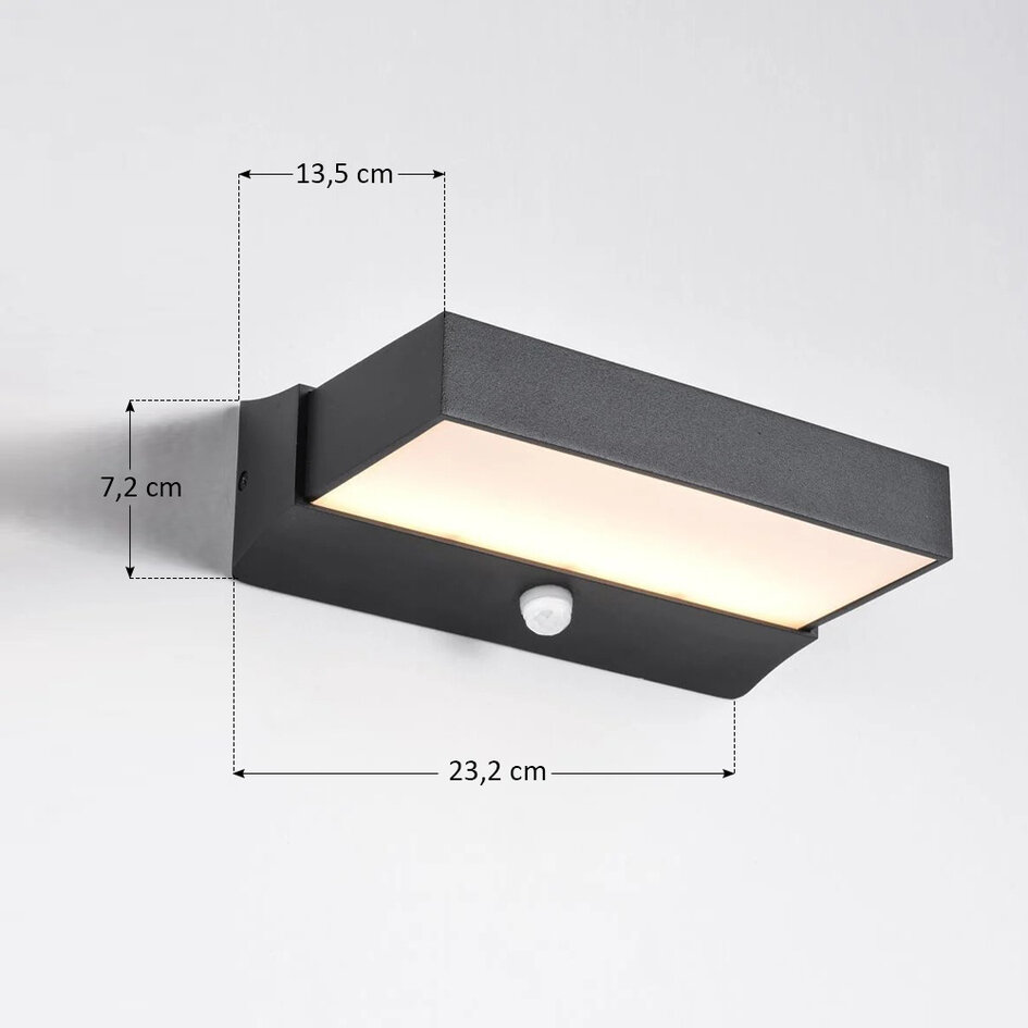 Utomhusvägglampa Onyx med sensor - svart med integrerad LED