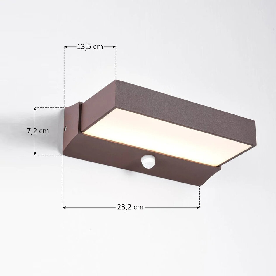 Utomhusvägglampa Onyx med sensor - brun med integrerad LED