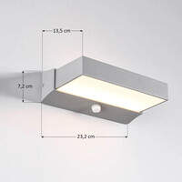 Utomhusvägglampa Onyx med sensor - silver med integrerad LED