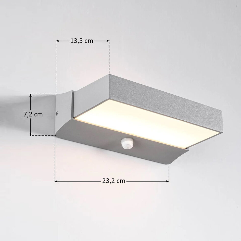 Utomhusvägglampa Onyx med sensor - silver med integrerad LED