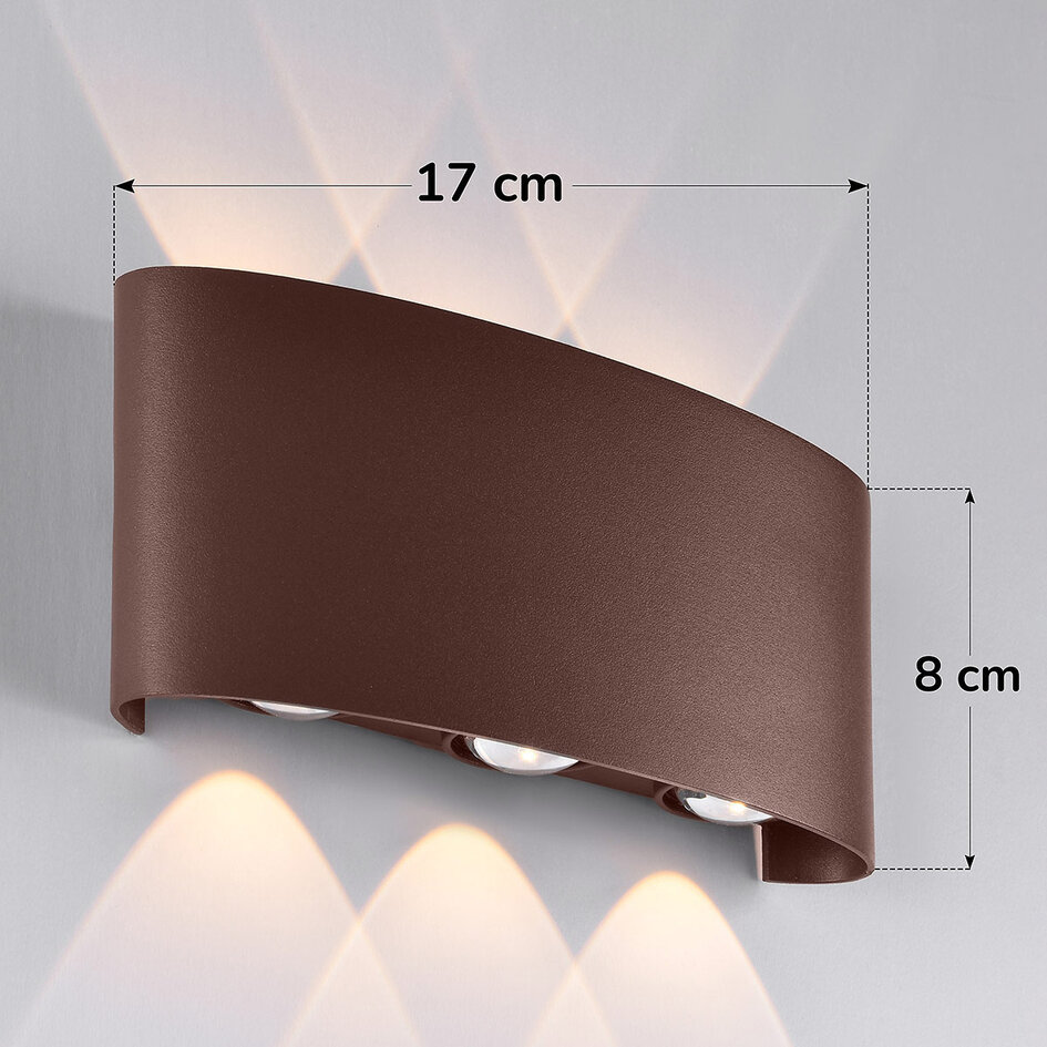 Robust utomhusvägglampa Sena - rostbrun med integrerad LED