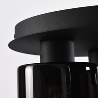 Taklampa Lyo med tre lampor - rökfärgat glas med toning och svart