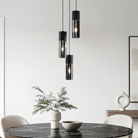 3-ljus modern taklampa med rökfärgat glas - Ela