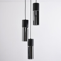 3-ljus modern taklampa med rökfärgat glas - Ela