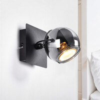 Vridbar väggspotlight Jace - rökfärgat glas och svart