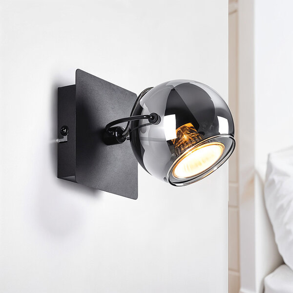Vridbar infälld väggspotlight med rökfärgat glas - Jace
