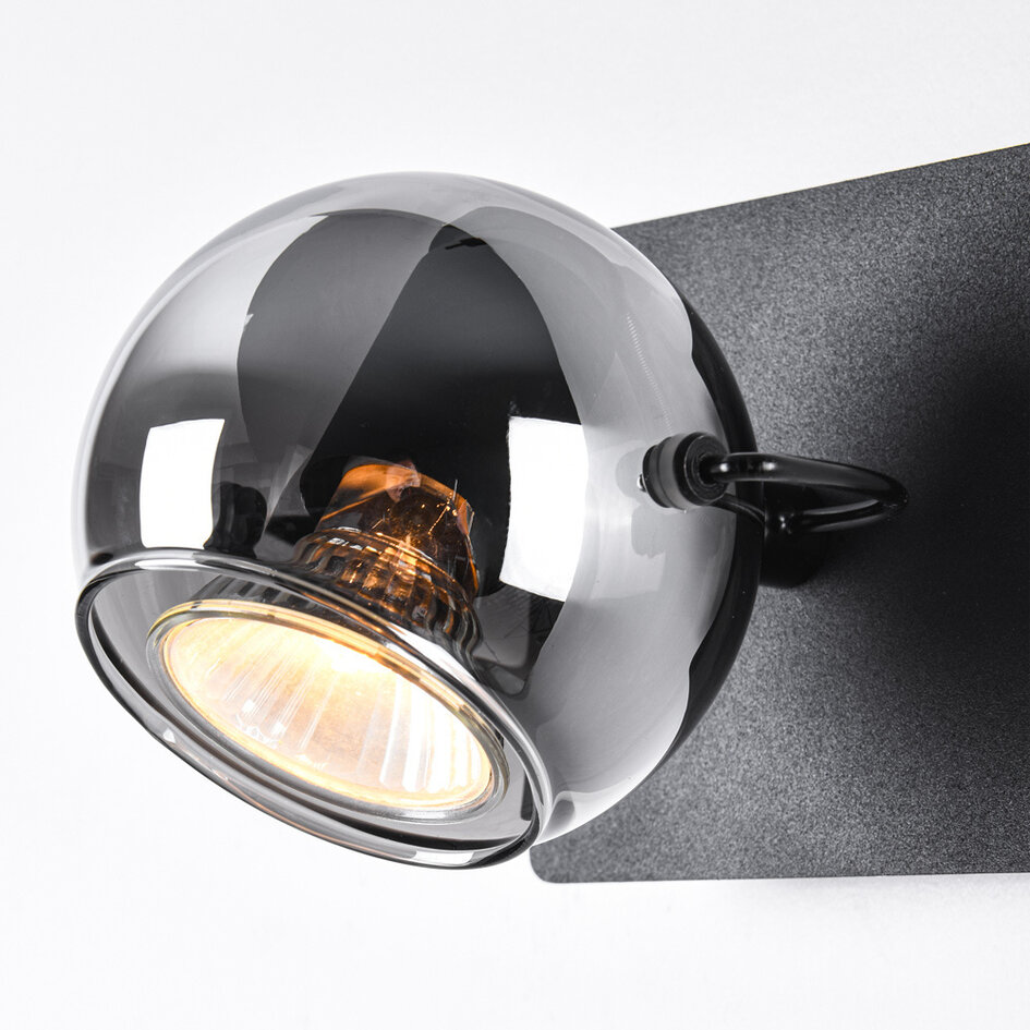 Vridbar väggspotlight Jace - rökfärgat glas och svart