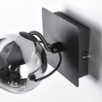 Vridbar väggspotlight Jace - rökfärgat glas och svart