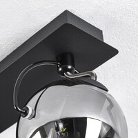 Takspotlight Jari med två lampor - rökfärgat glas och svart