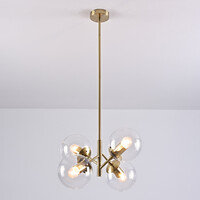 Pendellampa Florence med fyra lampor - transparent glas och guld
