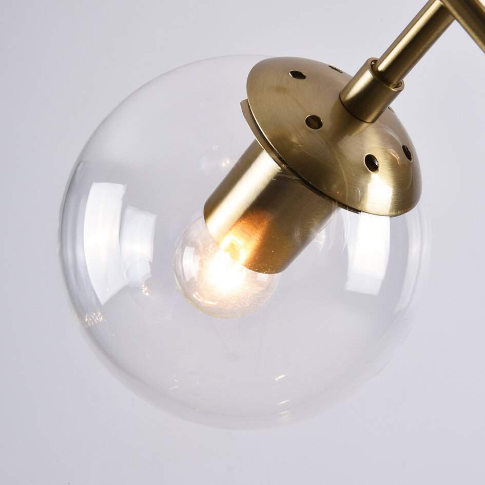 Pendellampa Florence med fyra lampor - transparent glas och guld