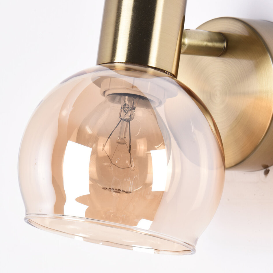 Väggspotlight Pilou - amberfärgat glas och gyllene mässing