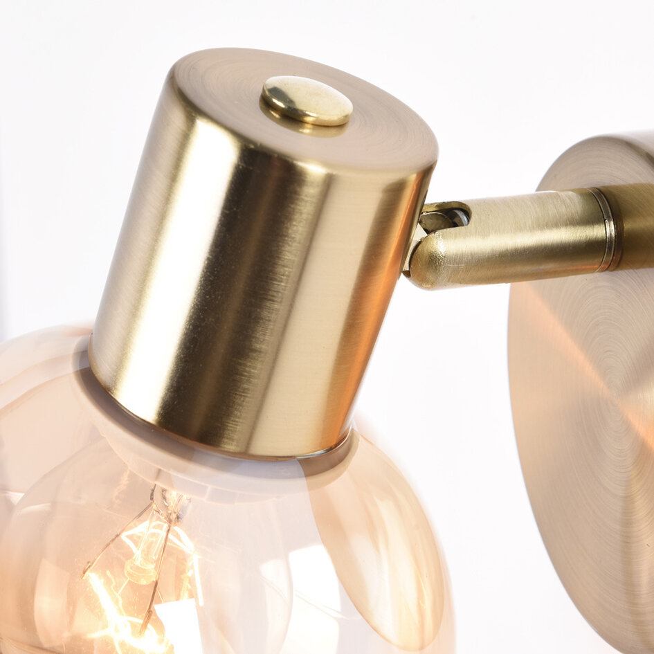 Väggspotlight Pilou - amberfärgat glas och gyllene mässing