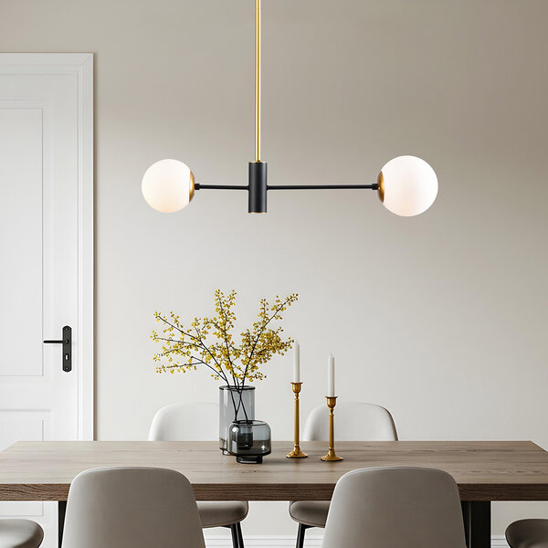 Design taklampa Danley, 2-ljus - mjölkvit