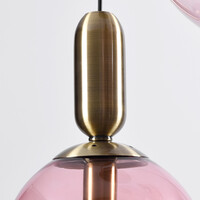 Pendellampa Kevin med fyra lampor - rosa vågigt glas