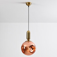 Pendellampa Lewis - vågigt glas i roséguld