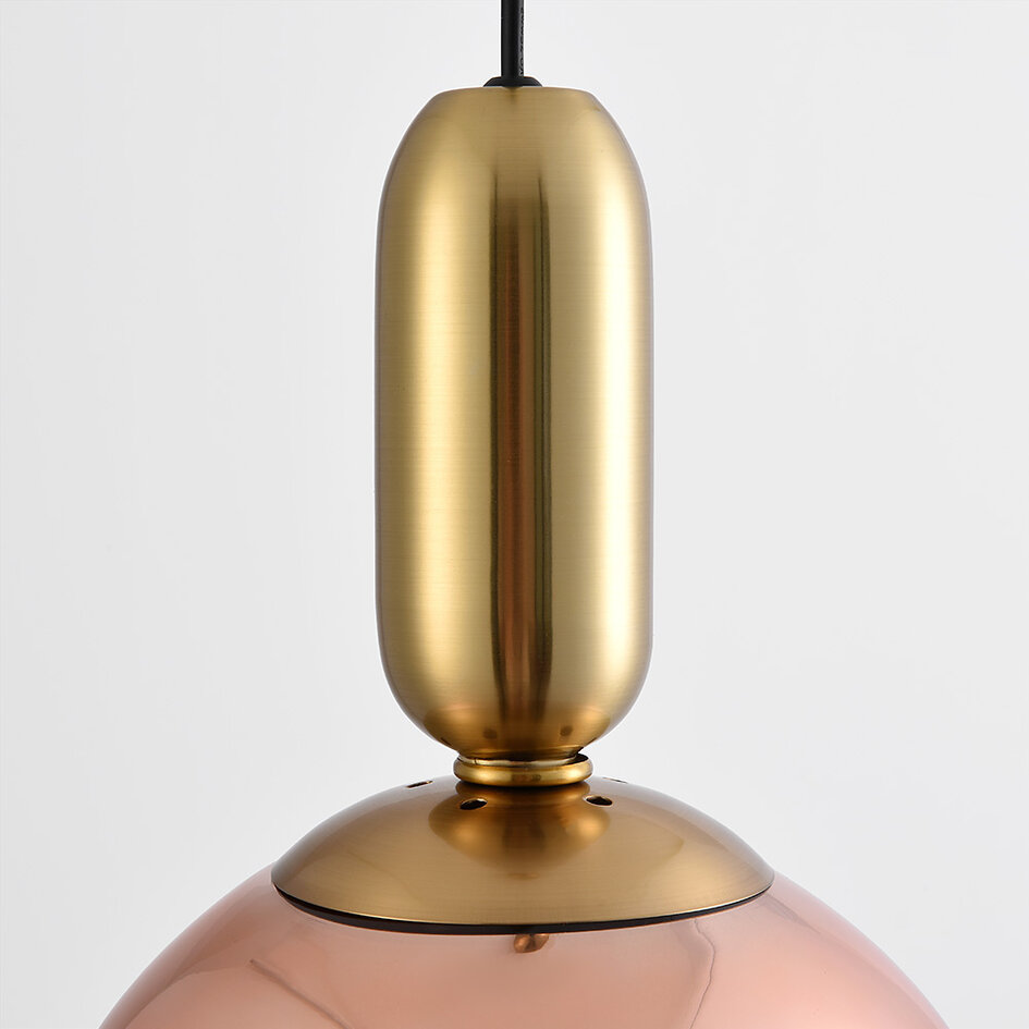 Pendellampa Lewis - vågigt glas i roséguld