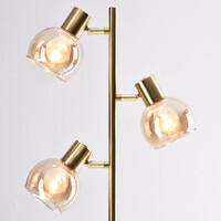 Golvlampa Pieta med tre lampor och amberfärgat glas - vridbar