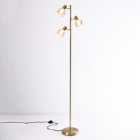 Golvlampa Pieta med tre lampor och amberfärgat glas - vridbar