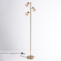 Golvlampa Pieta med tre lampor och amberfärgat glas - vridbar