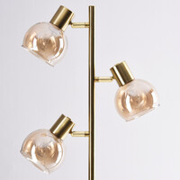 Golvlampa Pieta med tre lampor och amberfärgat glas - vridbar