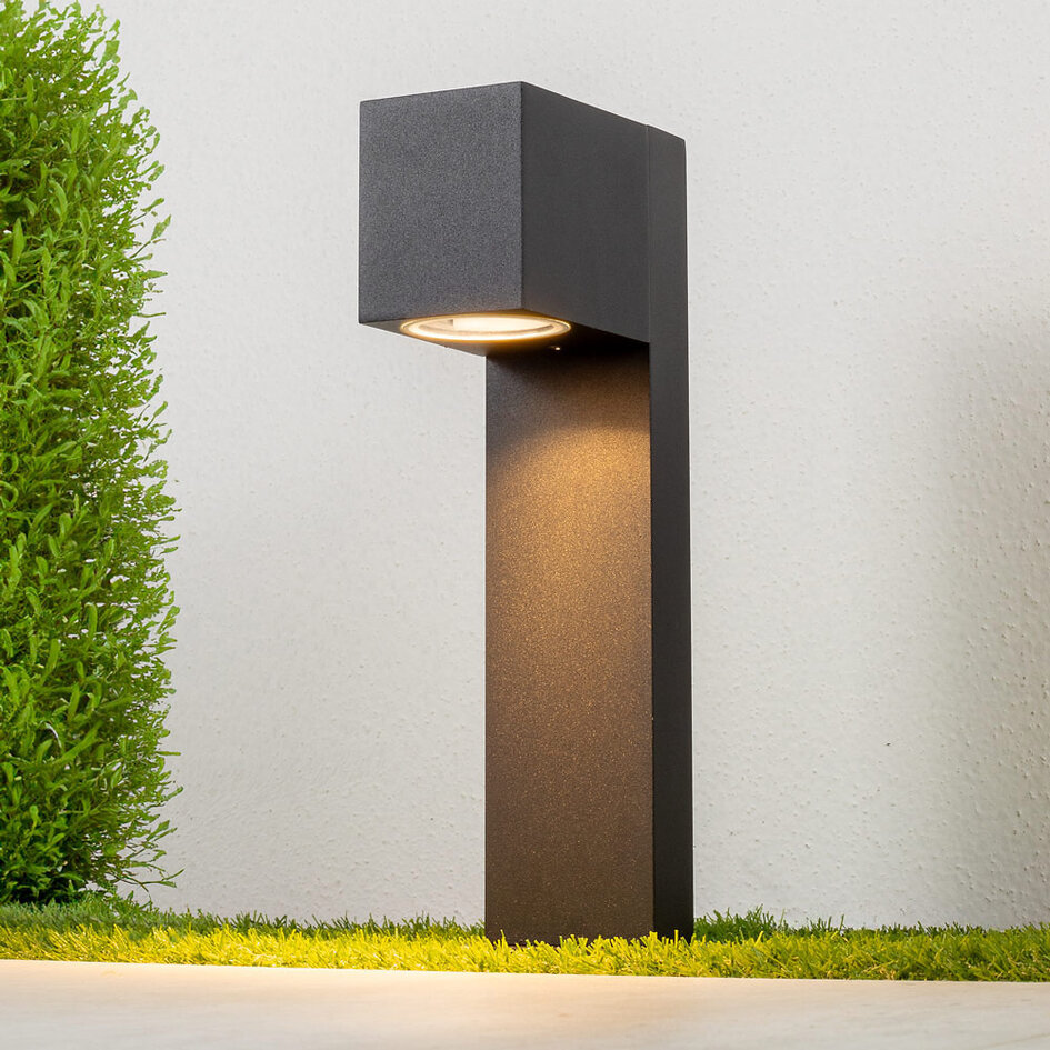 Stående utomhuslampa Simone med kvadratiskt huvud - 70 cm svart